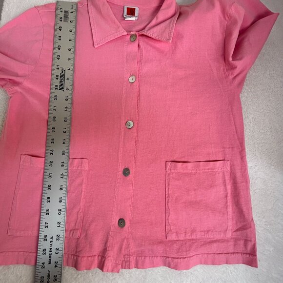 Red Ginger Cotton Stuff Womens Pink Long Sleeve Button-Up Top With Pockets USA - Picture 7 of 7